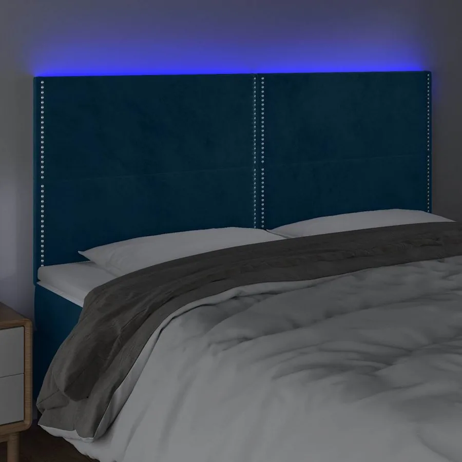 Tête de lit à LED Bleu foncé 160x5x118/128 cm Velours - 3