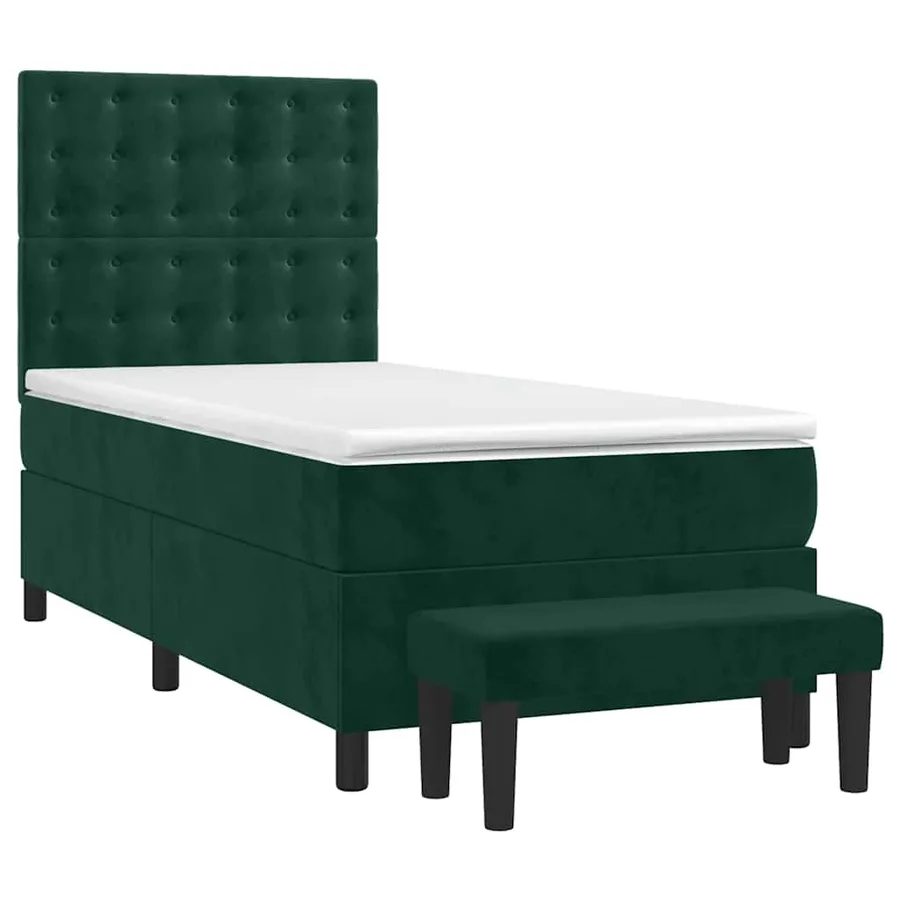 Sommier à lattes de lit et matelas Vert foncé 80x200 cm Velours - 3