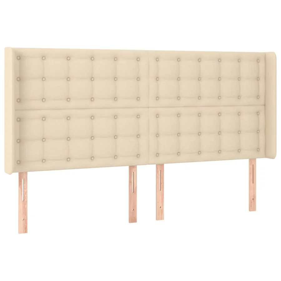 Sommier à lattes de lit matelas et LED Crème 180x200 cm Tissu - 7