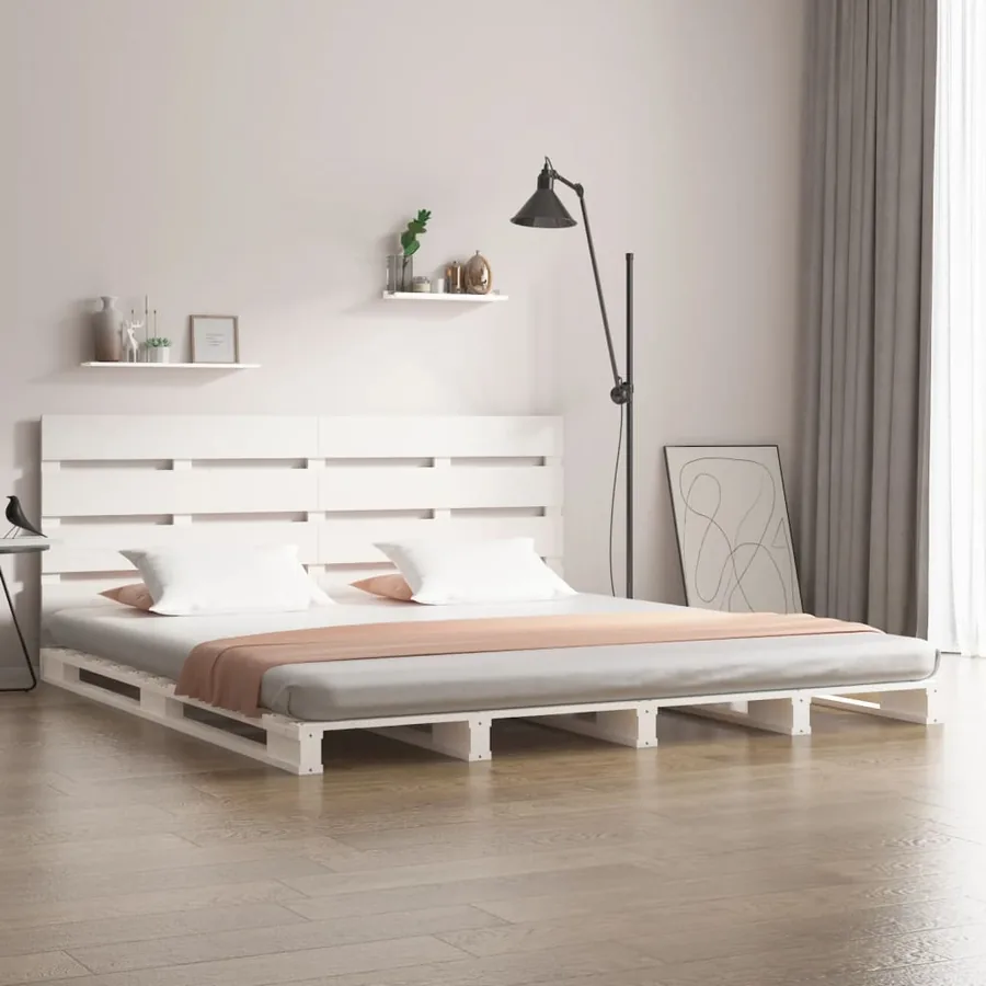 Cadre de lit sans matelas blanc 140x200 cm bois de pin massif