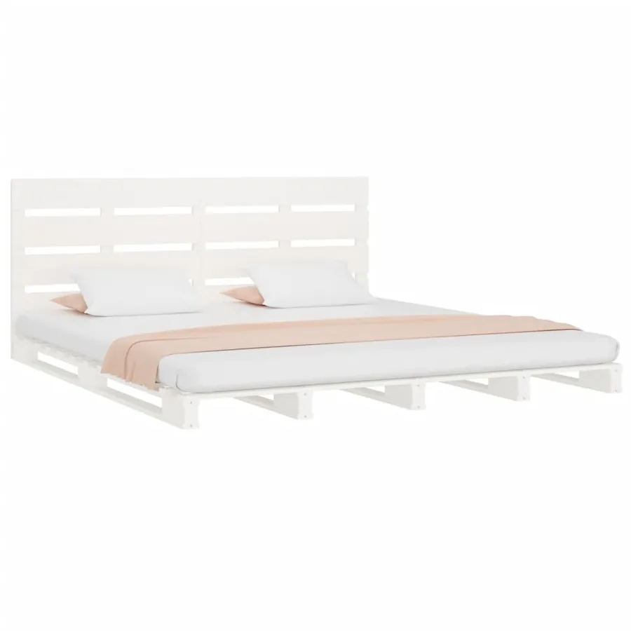 Cadre de lit sans matelas blanc 140x200 cm bois de pin massif - 4