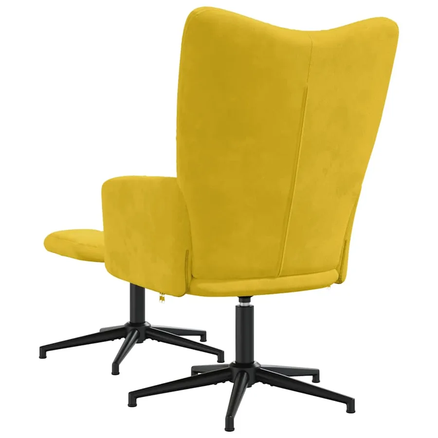 Chaise de relaxation avec tabouret Jaune moutarde Velours - 5