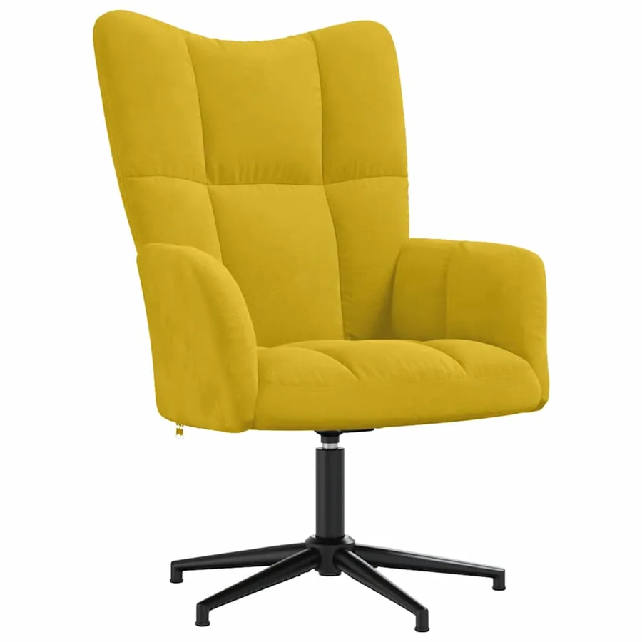 Chaise de relaxation avec tabouret Jaune moutarde Velours - 6