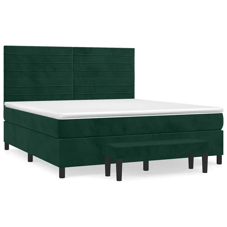 Sommier à lattes de lit et matelas Vert foncé 160x200cm Velours - 2