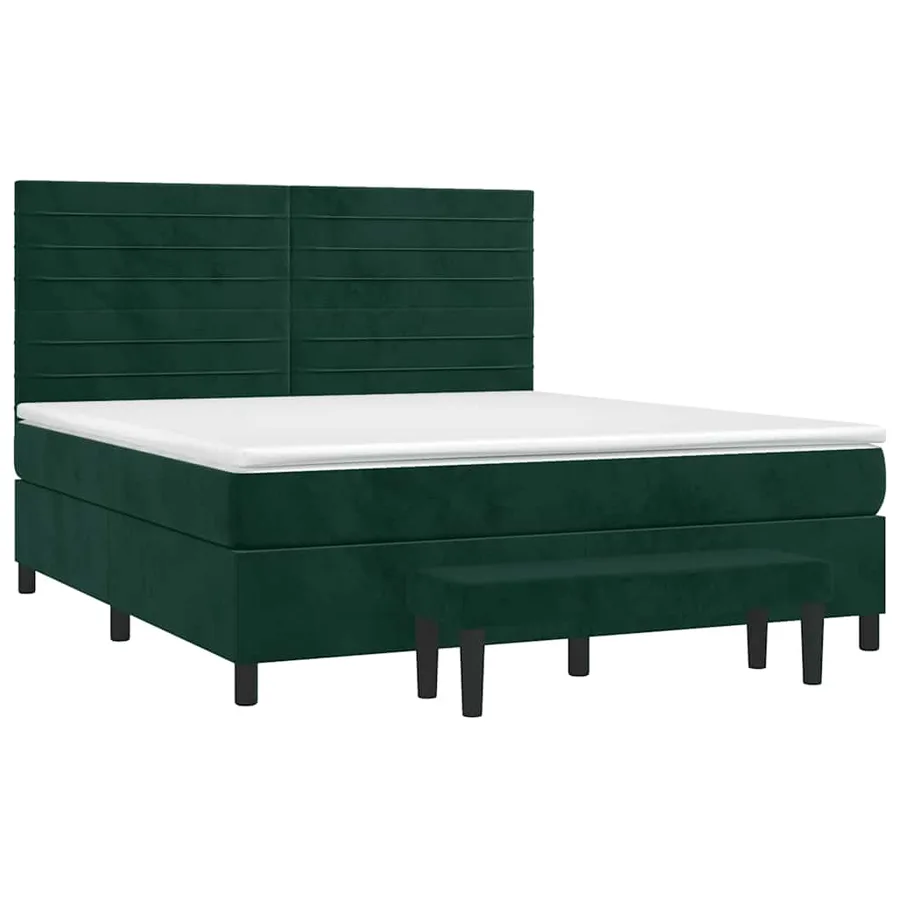 Sommier à lattes de lit et matelas Vert foncé 160x200cm Velours - 3