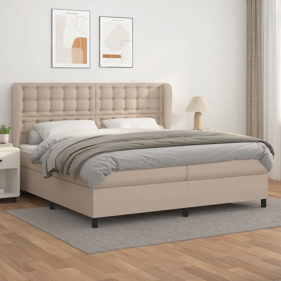 Sommier à lattes de lit avec matelas Cappuccino 200x200 cm