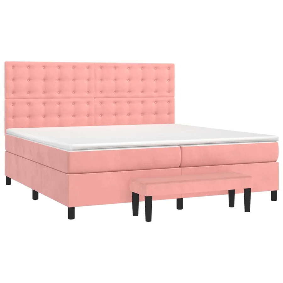 Sommier à lattes de lit avec matelas Rose 200x200 cm Velours - 3