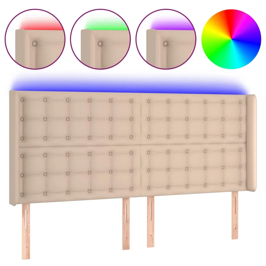 Tête de lit à LED Cappuccino 183x16x118/128 cm Similicuir - 2