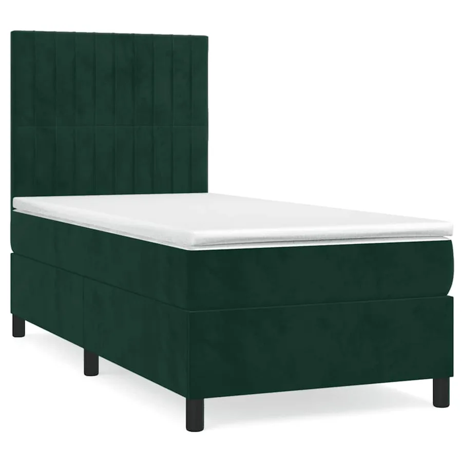 Sommier à lattes de lit avec matelas Vert foncé 100x200 cm - 2