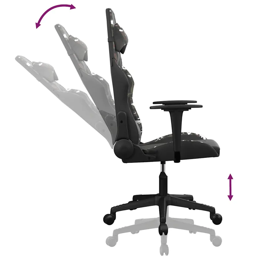 Chaise de jeu de massage Noir et camouflage Similicuir - 5