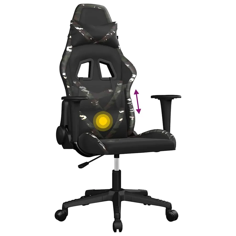 Chaise de jeu de massage Noir et camouflage Similicuir - 6