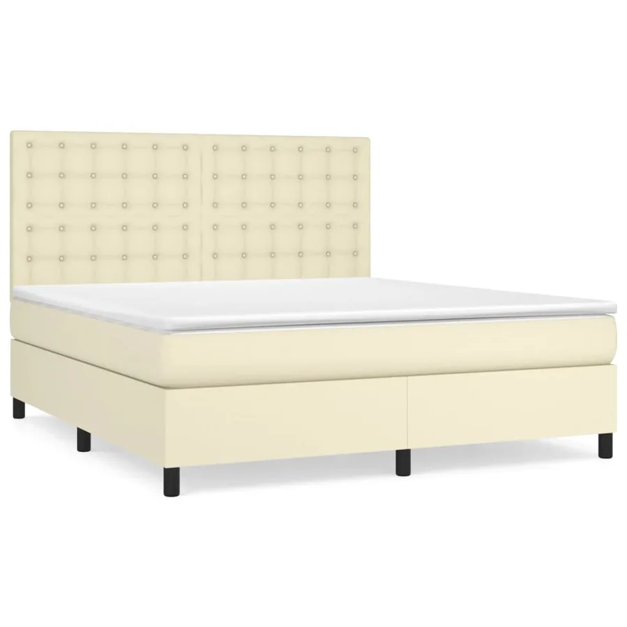 Sommier à lattes de lit avec matelas Crème 180x200cm Similicuir - 2