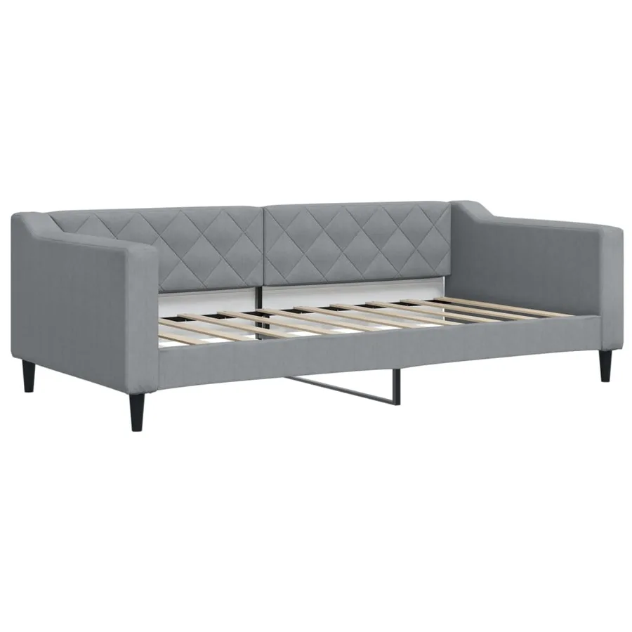 Lit de jour avec gigogne et tiroirs gris clair 80x200 cm tissu - 4