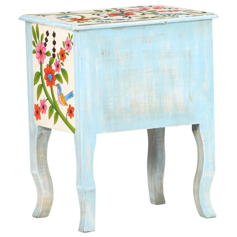 Table de chevet peinte à la main 40x30x50 cm Bois de manguier - 5
