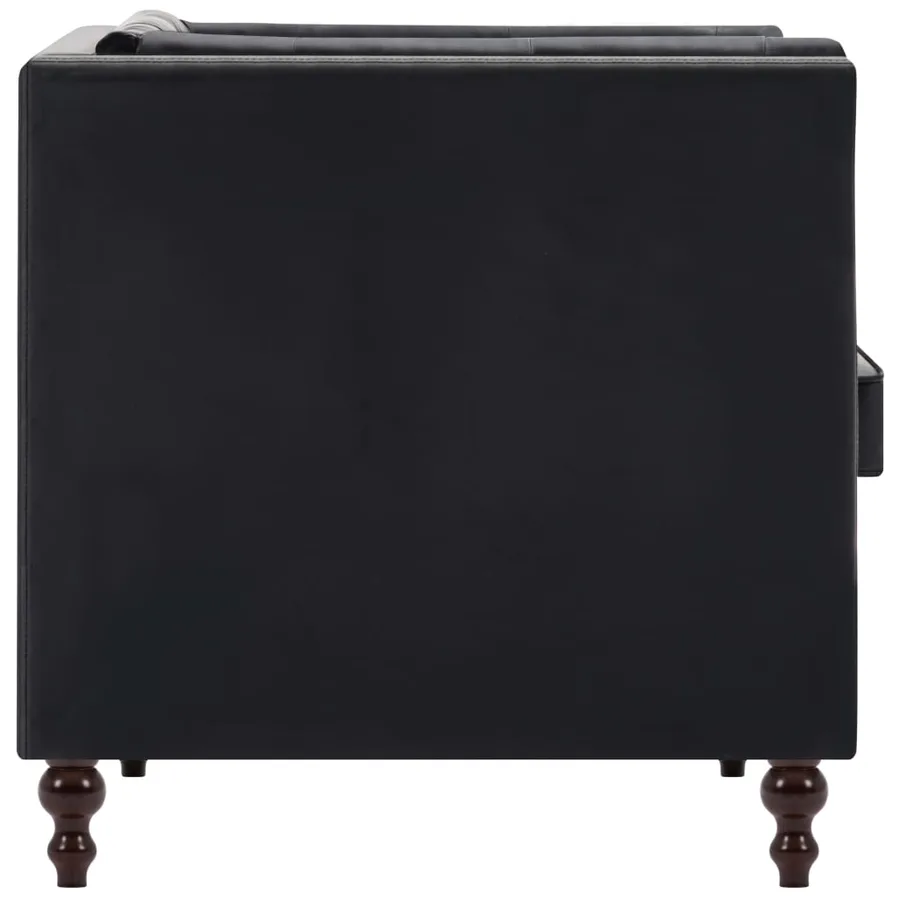 Canapé chesterfield à 3 places Revêtement en similicuir Noir - 4