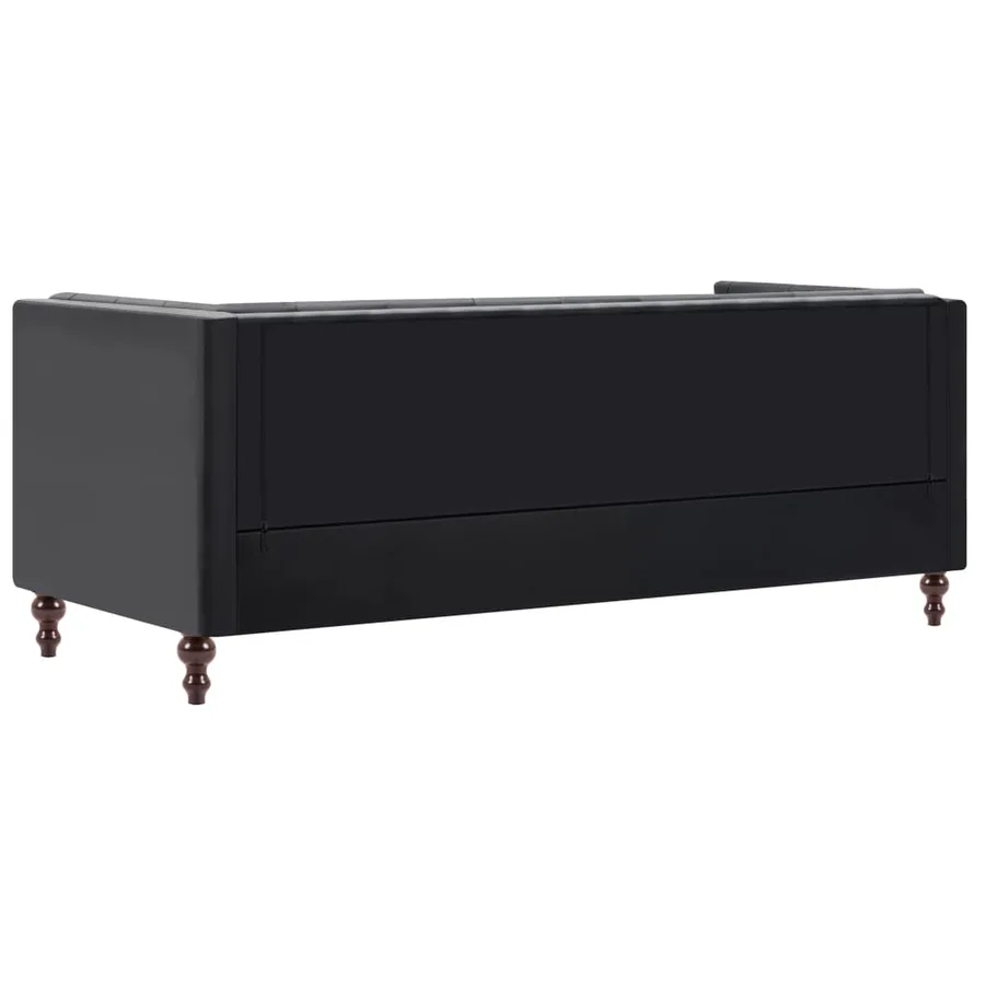 Canapé chesterfield à 3 places Revêtement en similicuir Noir - 5