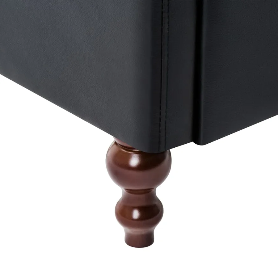 Canapé chesterfield à 3 places Revêtement en similicuir Noir - 7