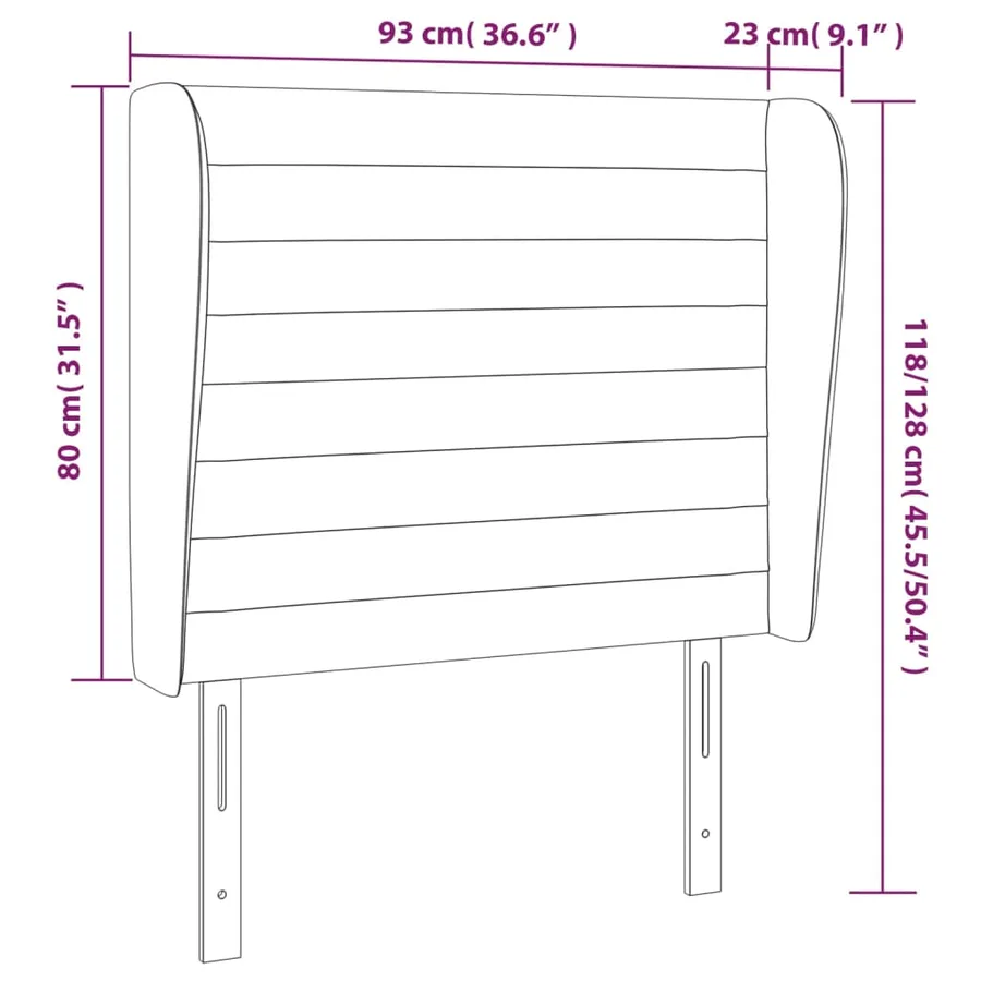 Tête de lit avec oreilles Gris clair 93x23x118/128 cm Tissu - 9