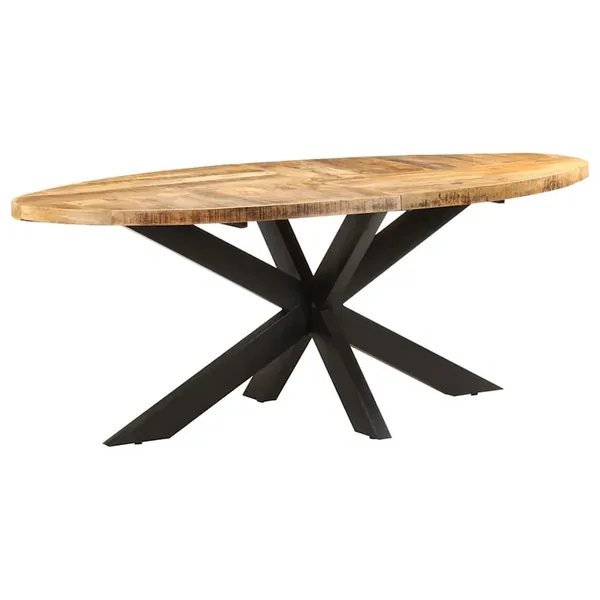 Table à dîner ovale 200x100x75 cm Bois de manguier brut