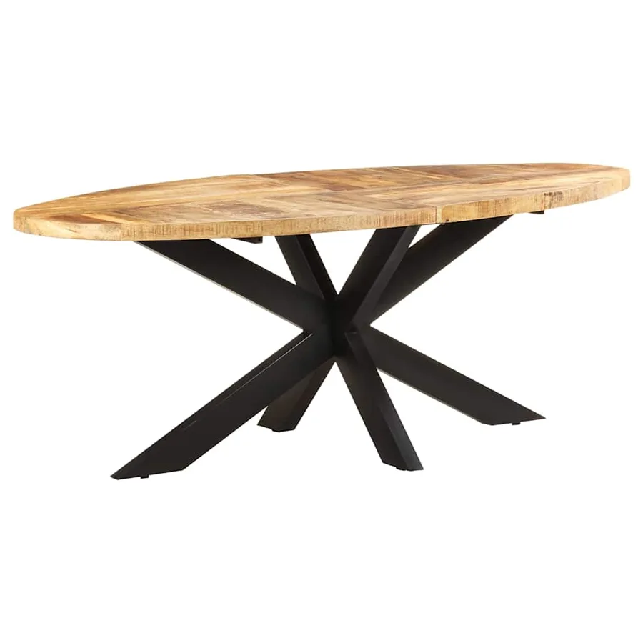 Table à dîner ovale 200x100x75 cm Bois de manguier brut - 10