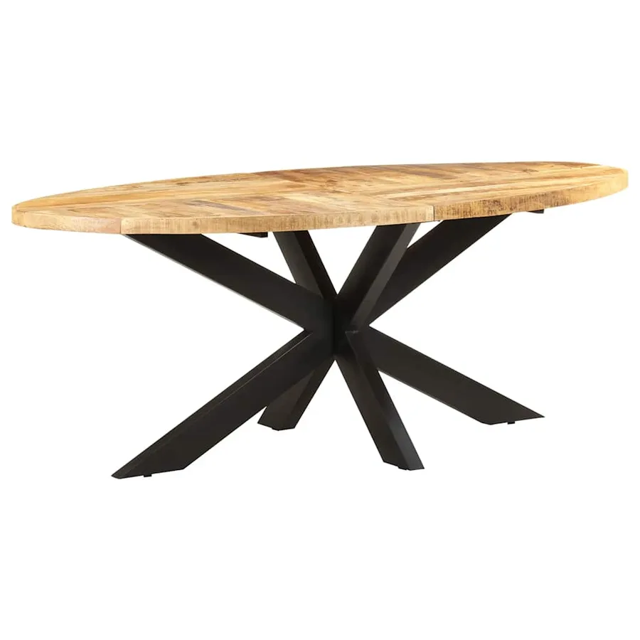 Table à dîner ovale 200x100x75 cm Bois de manguier brut - 7
