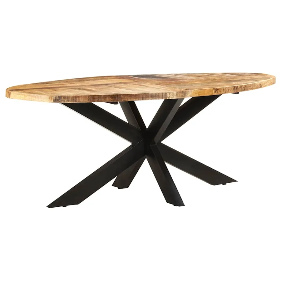 Table à dîner ovale 200x100x75 cm Bois de manguier brut - 8