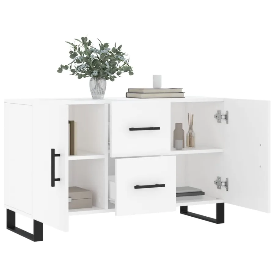 Buffet blanc 100x36x60 cm bois d'ingénierie - 4