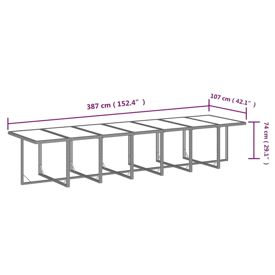 Ensemble à manger de jardin coussins 19 pcs Résine tressée Noir - 10