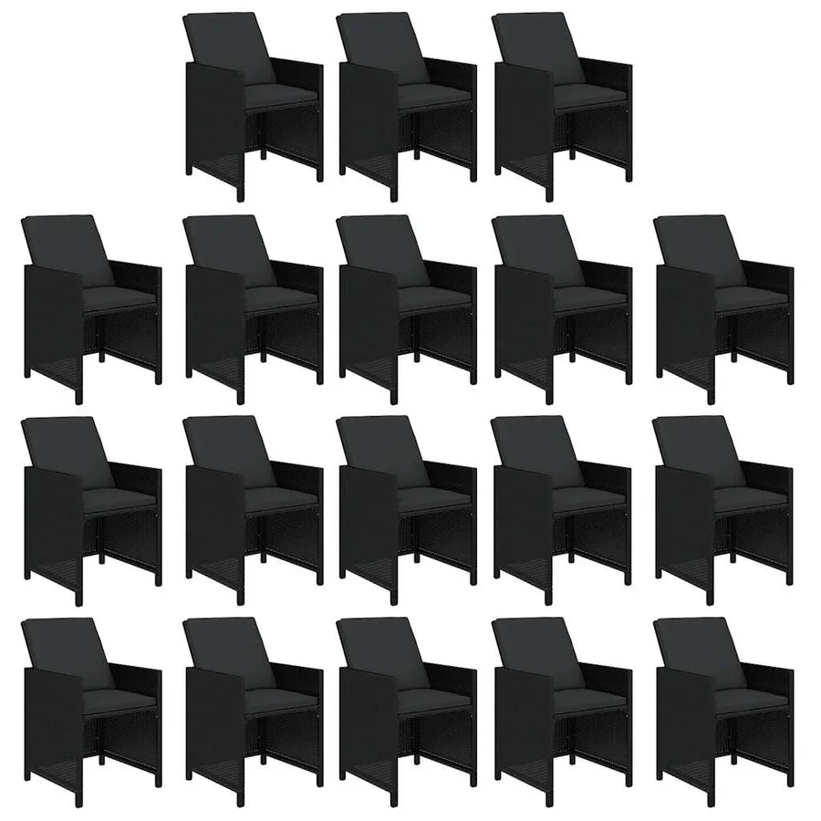 Ensemble à manger de jardin coussins 19 pcs Résine tressée Noir - 4