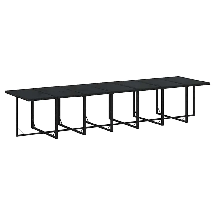 Ensemble à manger de jardin coussins 19 pcs Résine tressée Noir - 7
