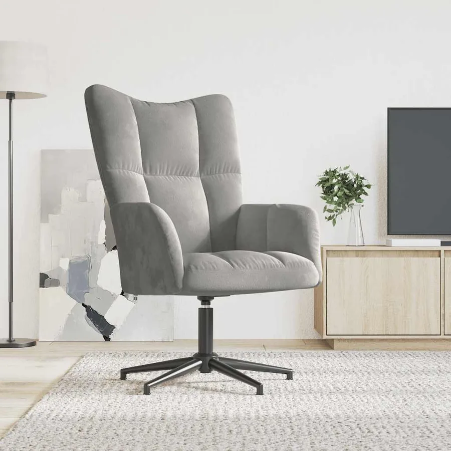 Chaise de relaxation Gris clair Velours