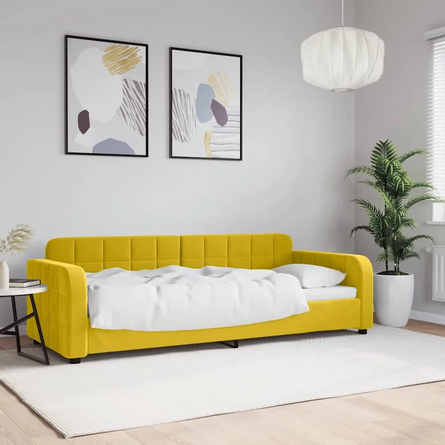 Lit de repos sans matelas jaune 80x200 cm velours