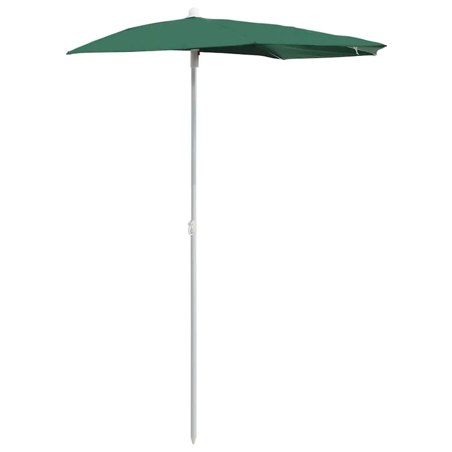 Demi-parasol de jardin avec mât 180x90 cm vert - 2