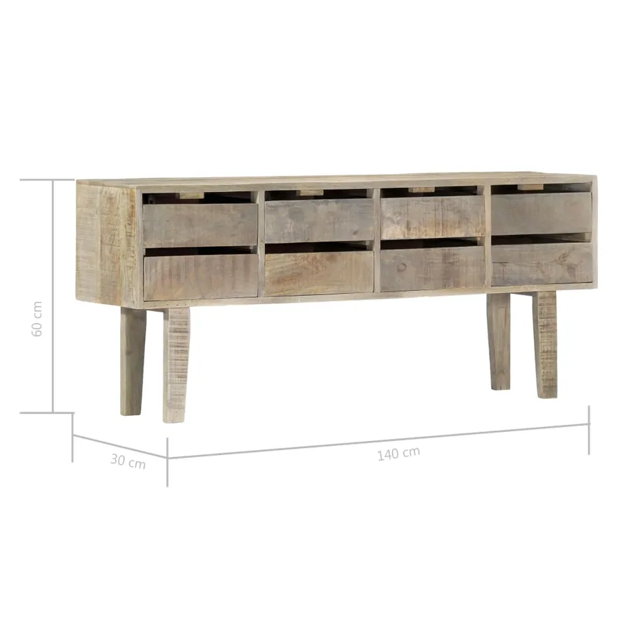 Buffet 140x30x60 cm Bois de manguier massif - 7