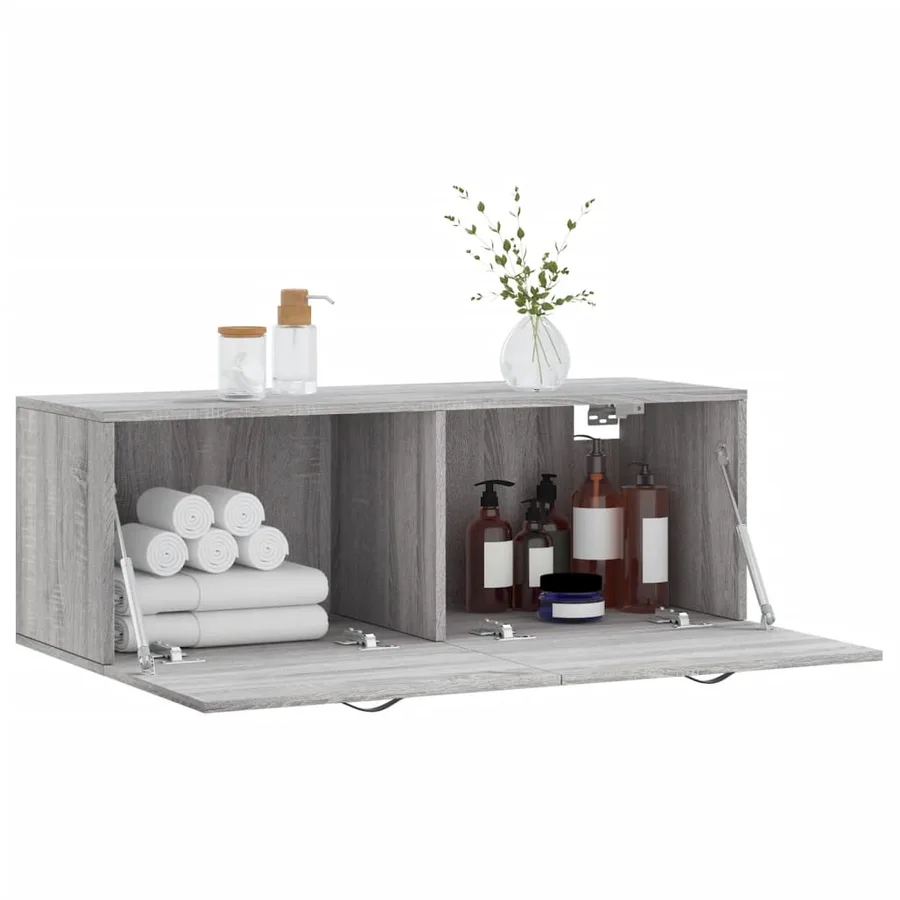 Armoire murale sonoma gris 100x36,5x35 cm bois d'ingénierie - 10
