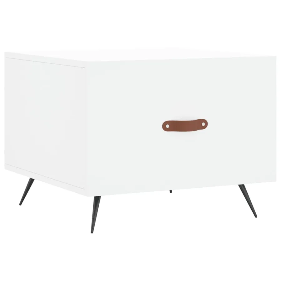 Table basse blanc 50x50x40 cm bois d'ingénierie - 2