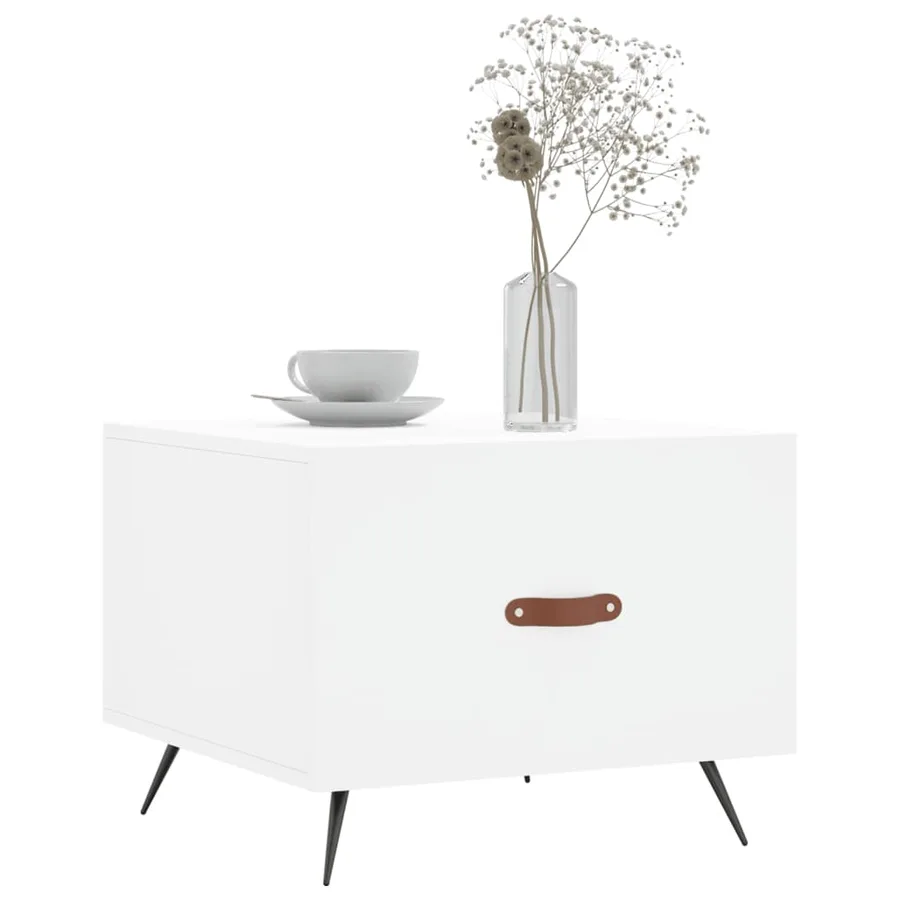 Table basse blanc 50x50x40 cm bois d'ingénierie - 3