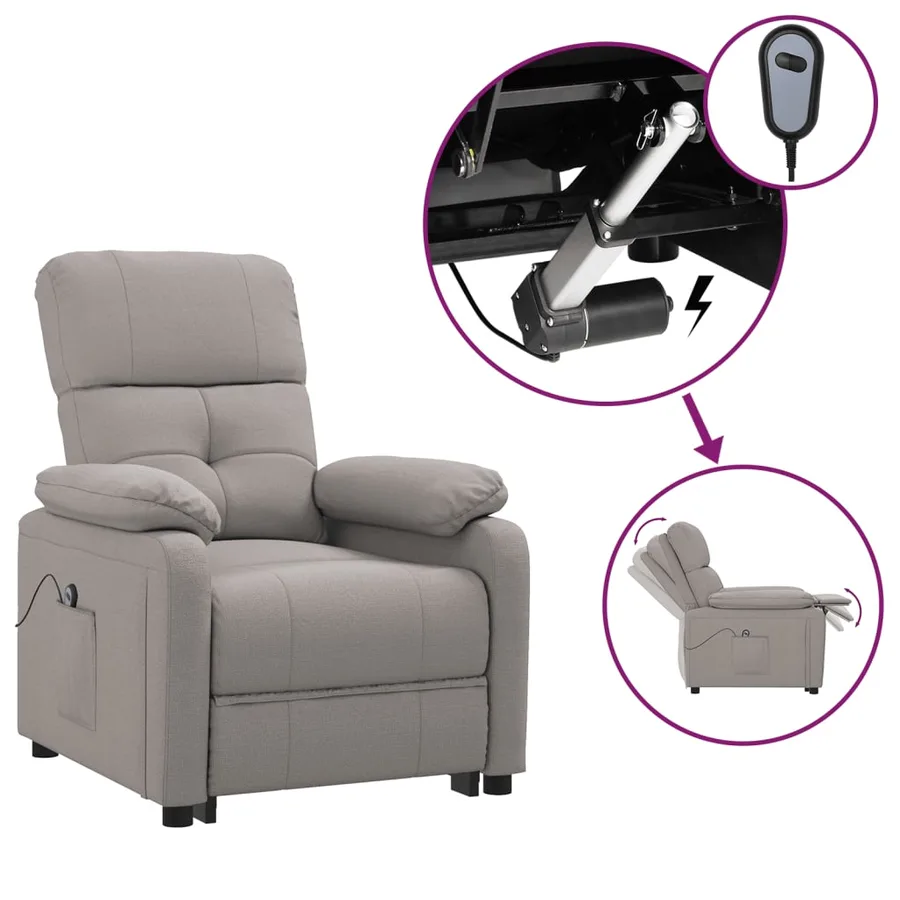 Fauteuil inclinable électrique Taupe Tissu - 2