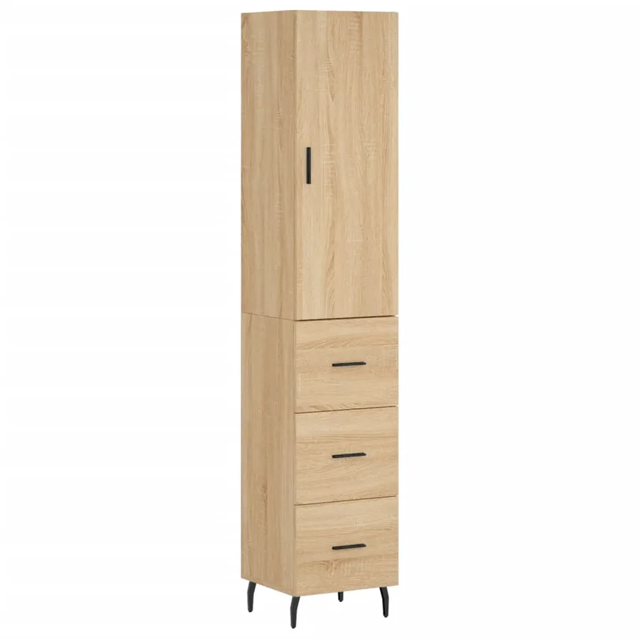 Buffet haut Chêne sonoma 34,5x34x180 cm Bois d'ingénierie - 2