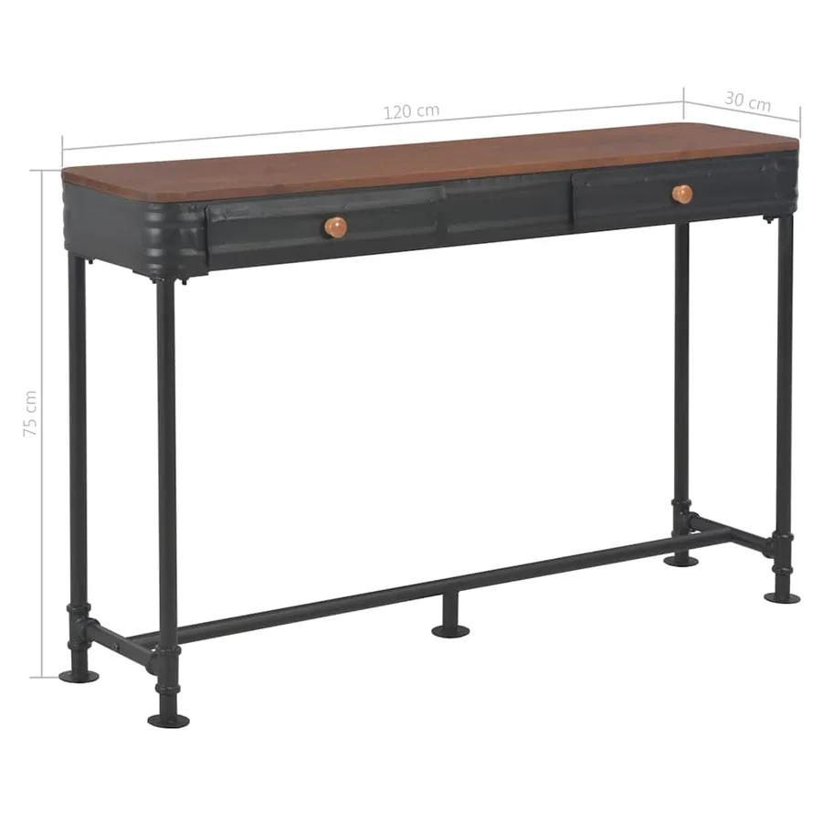 Table console avec 2 tiroirs 120x30x75 cm Bois de sapin massif - 10