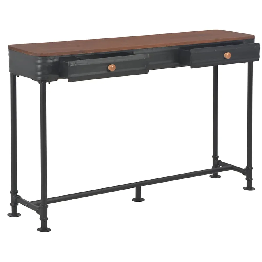 Table console avec 2 tiroirs 120x30x75 cm Bois de sapin massif - 2