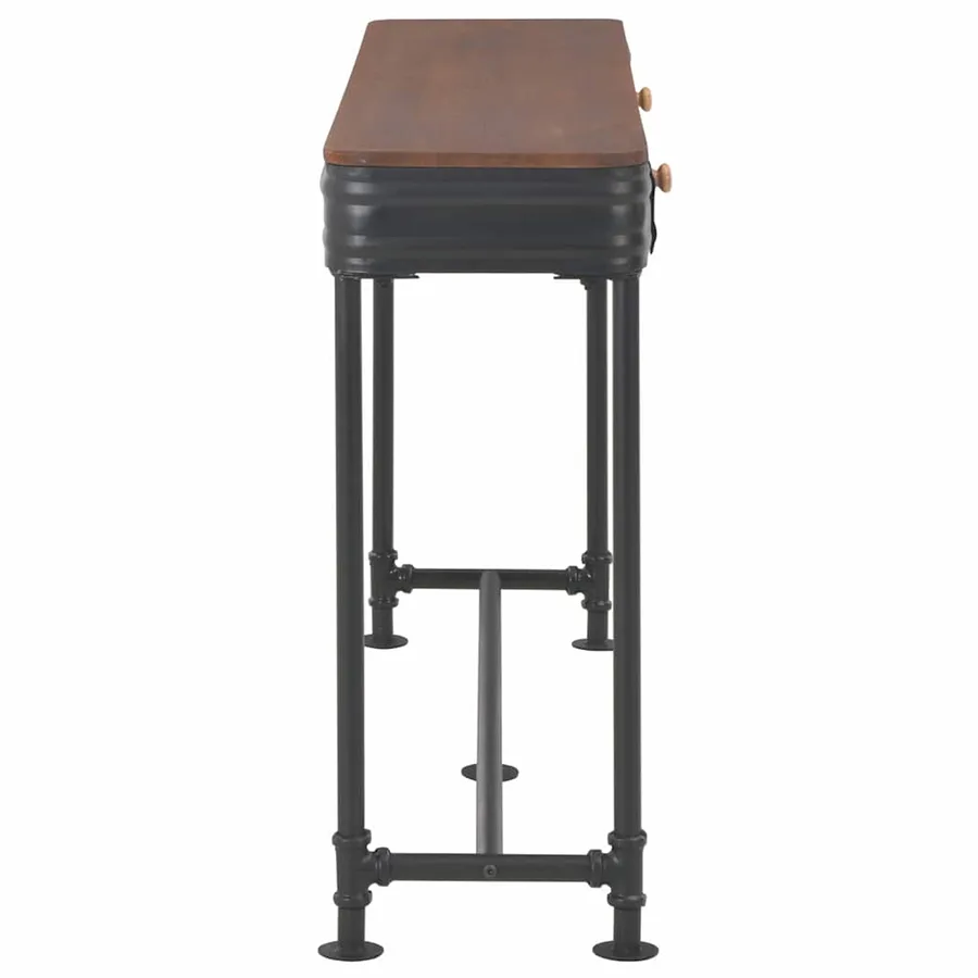 Table console avec 2 tiroirs 120x30x75 cm Bois de sapin massif - 4