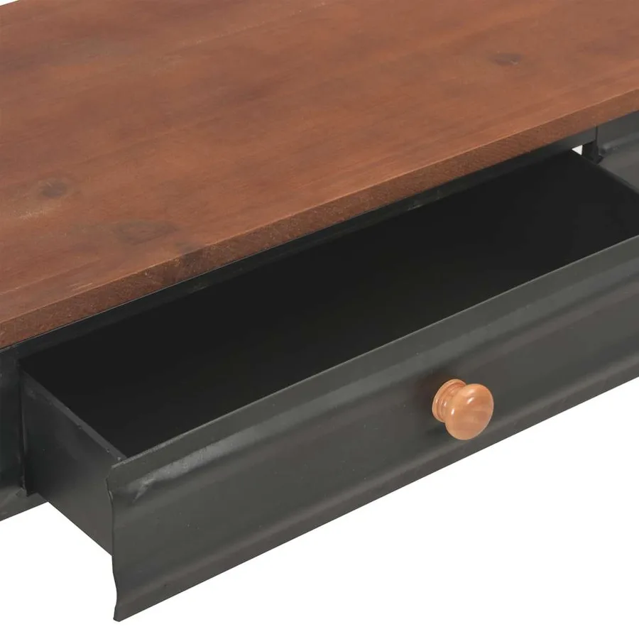 Table console avec 2 tiroirs 120x30x75 cm Bois de sapin massif - 9