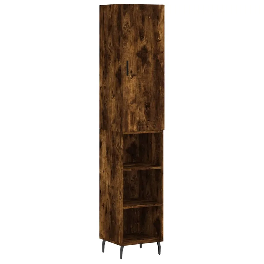 Buffet haut Chêne fumé 34,5x34x180 cm Bois d'ingénierie - 2