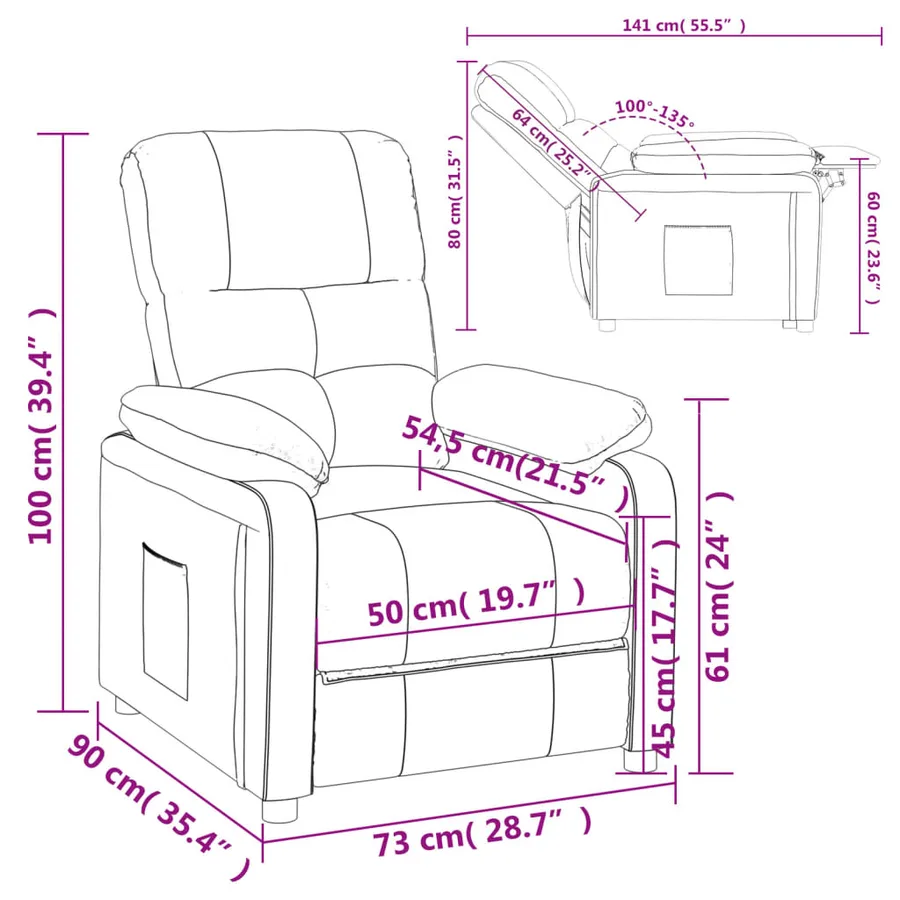 Fauteuil inclinable Taupe Tissu - 9