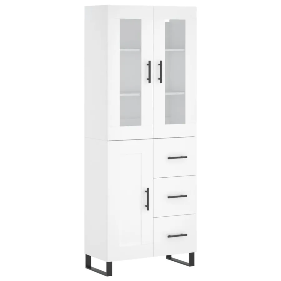 Buffet haut Blanc 69,5x34x180 cm Bois d'ingénierie - 2