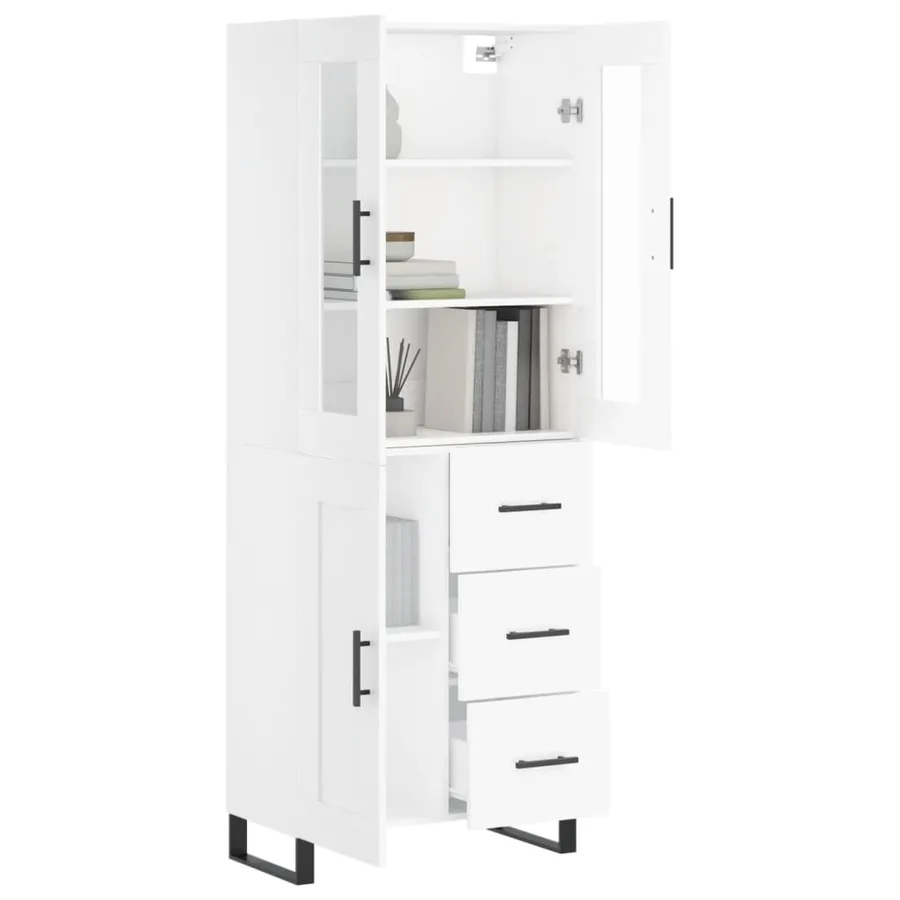 Buffet haut Blanc 69,5x34x180 cm Bois d'ingénierie - 3