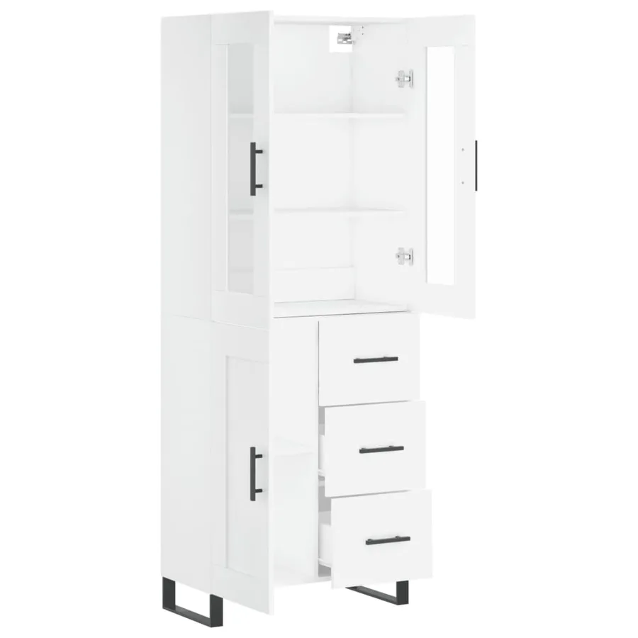 Buffet haut Blanc 69,5x34x180 cm Bois d'ingénierie - 4