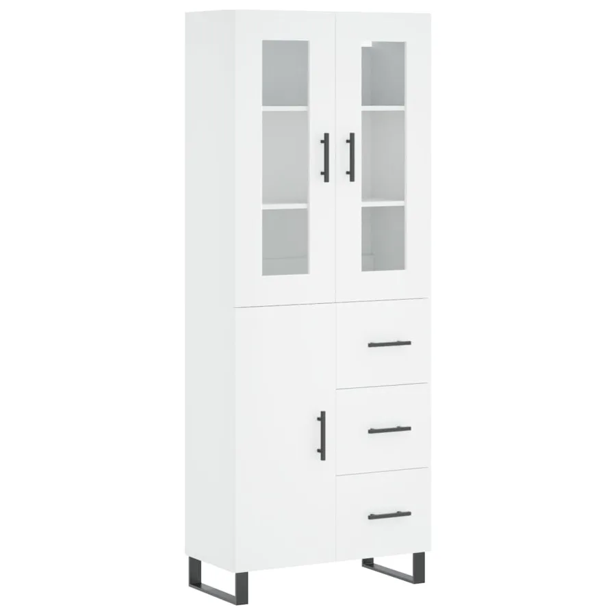 Buffet haut Blanc 69,5x34x180 cm Bois d'ingénierie - 2