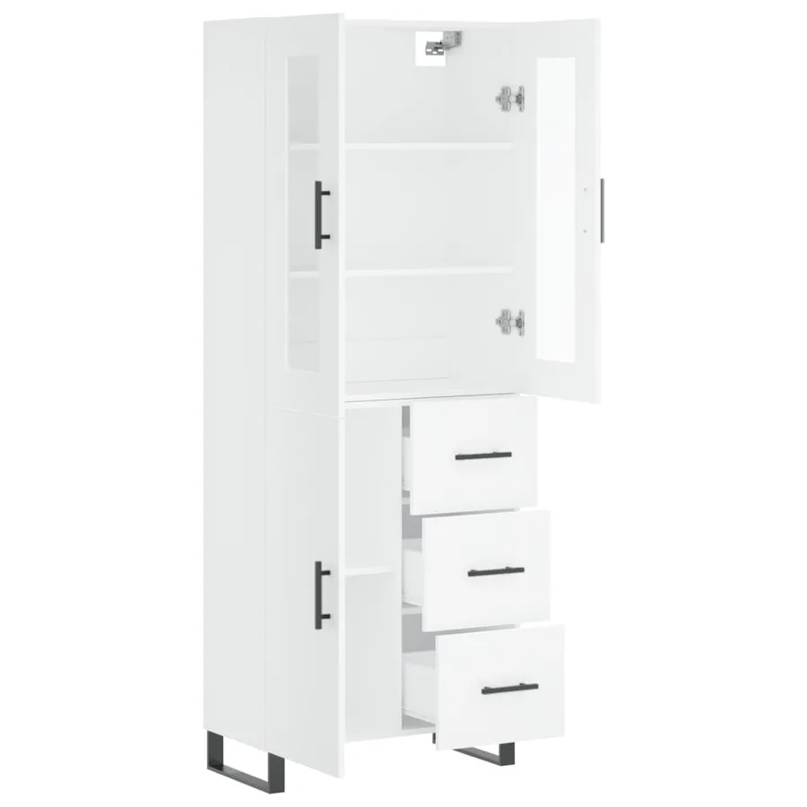 Buffet haut Blanc 69,5x34x180 cm Bois d'ingénierie - 4